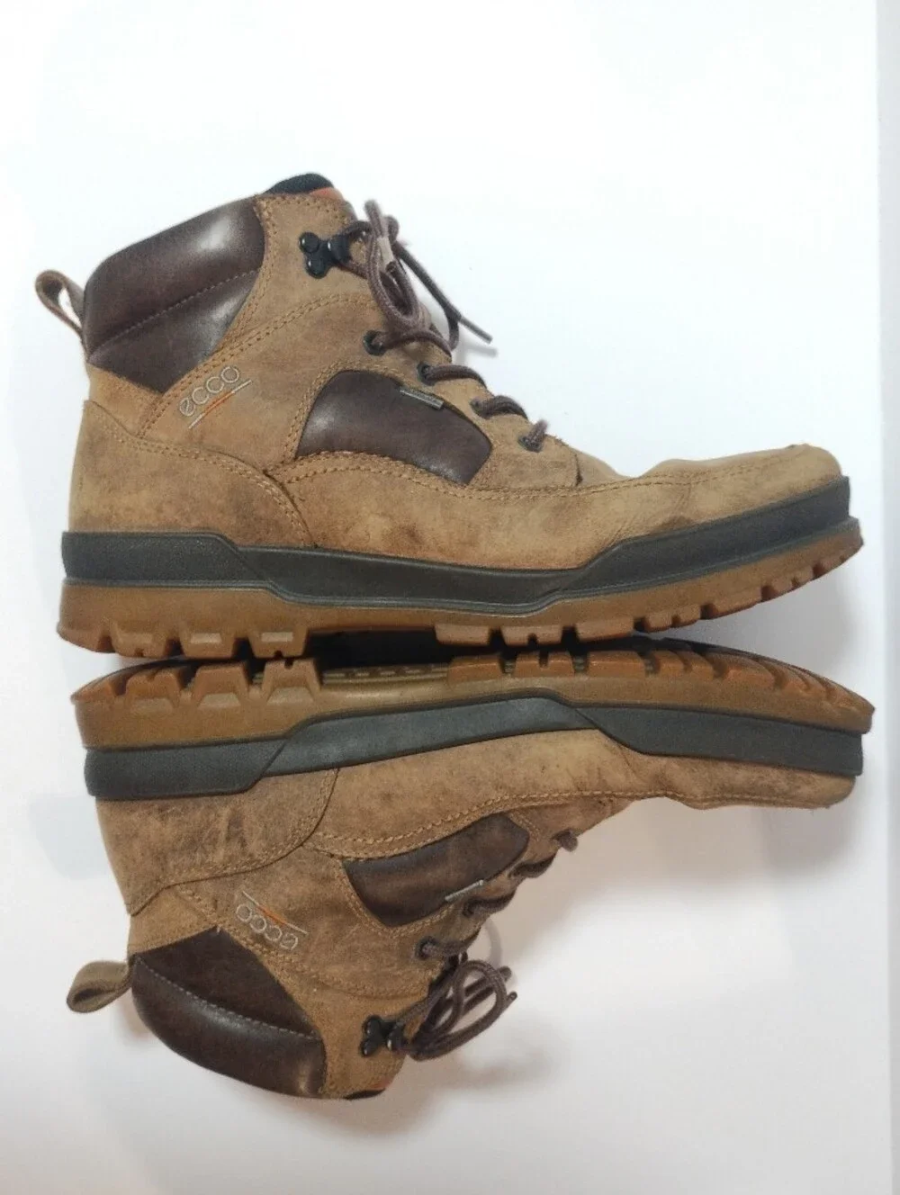 ECCO Track 6 Goretex Boots Brown Leather Lace Up Waterproof Size 47 US 13